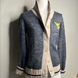 Renu Heathered Navy West Virginia Her Button-Up Work Sock Cardigan Sweater NWT S